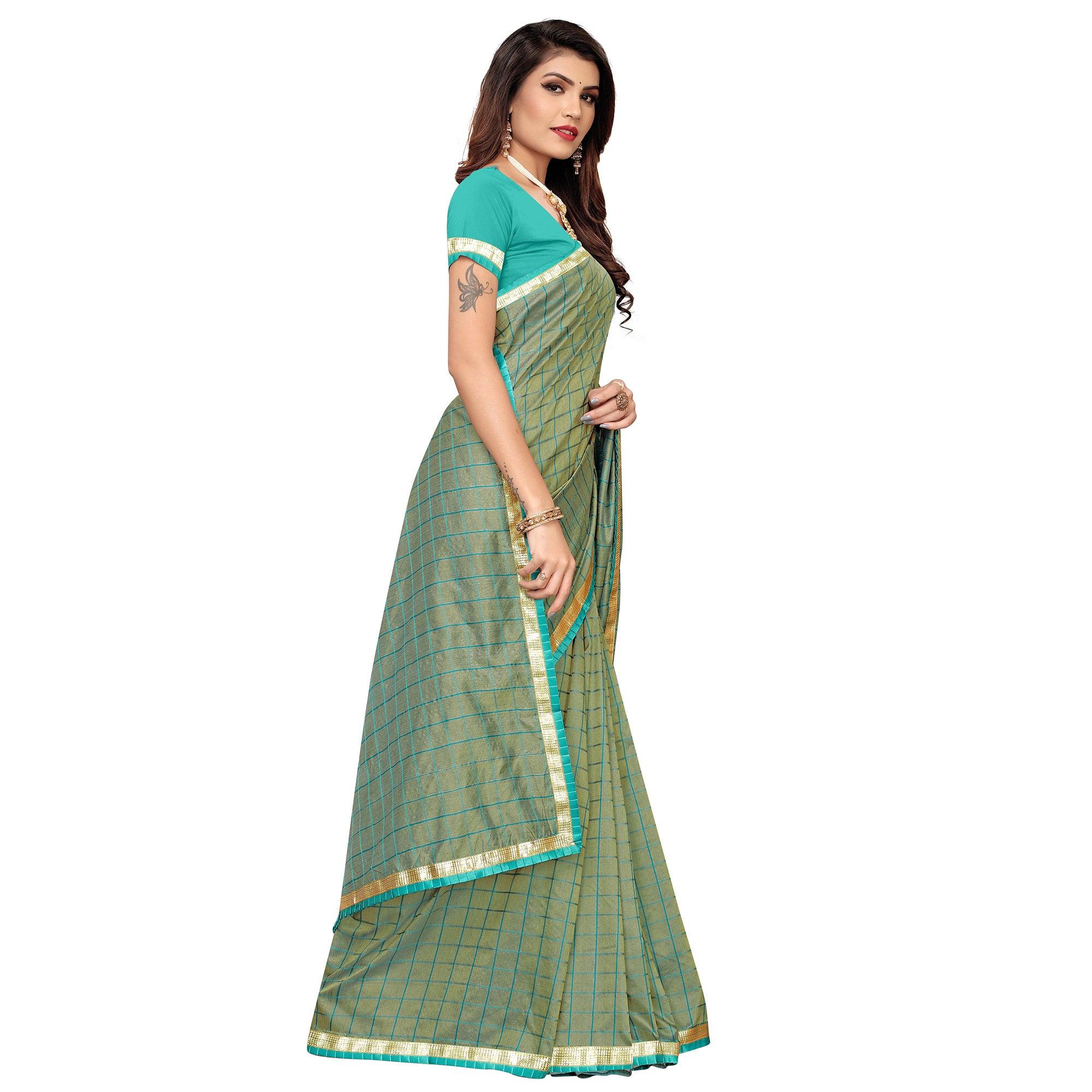Gorgeous Greyish Green Colored Casual Wear Printed Art Silk Saree - Peachmode