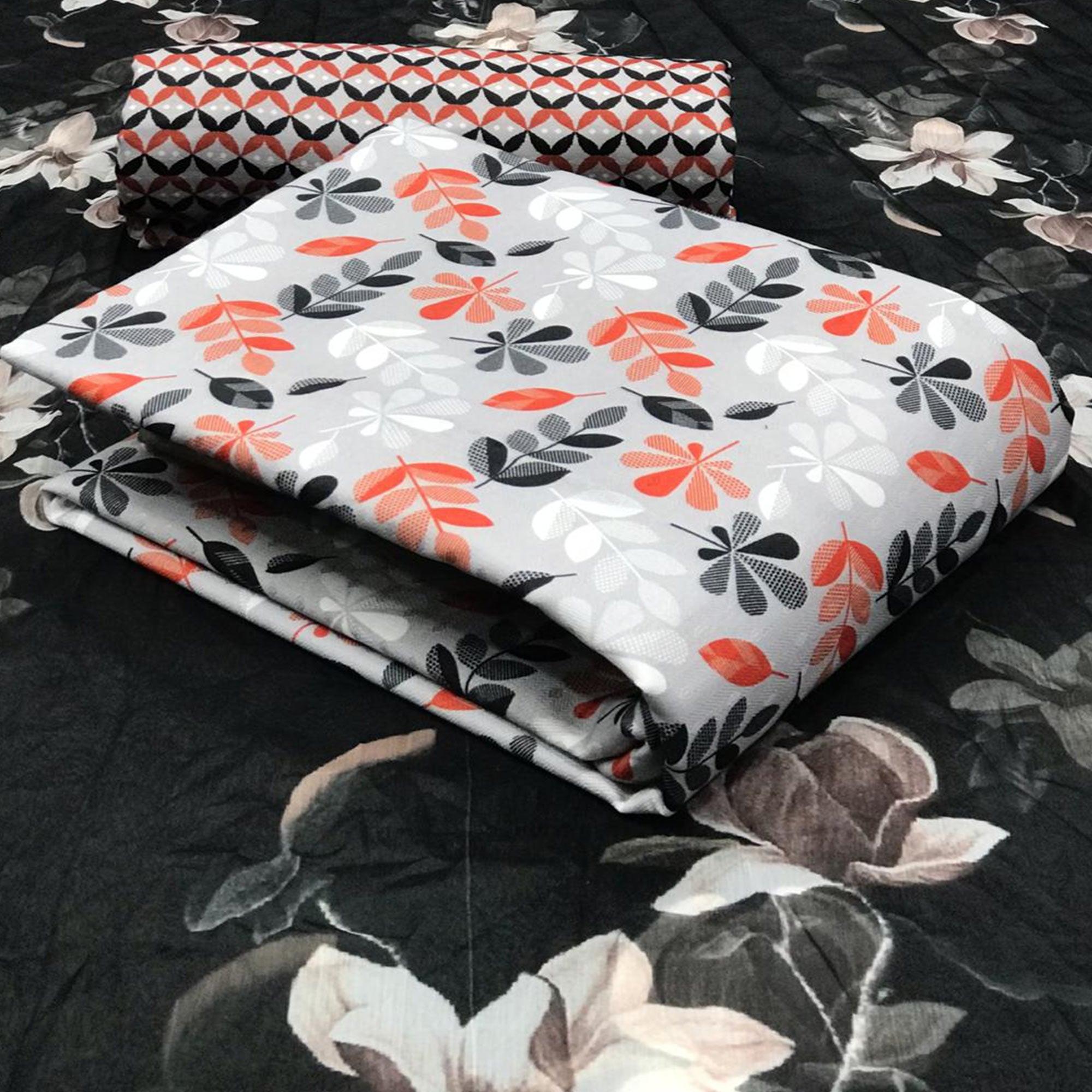 Gorgeous Light Grey Colored Casual Wear Printed Pashmina Dress Material - Peachmode