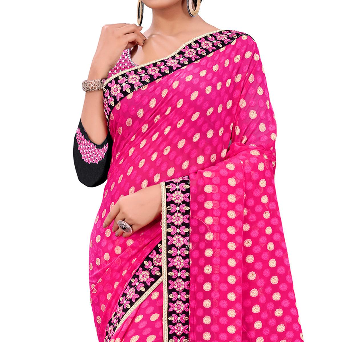 Gorgeous Pink Colored Party Wear Georgette Saree - Peachmode