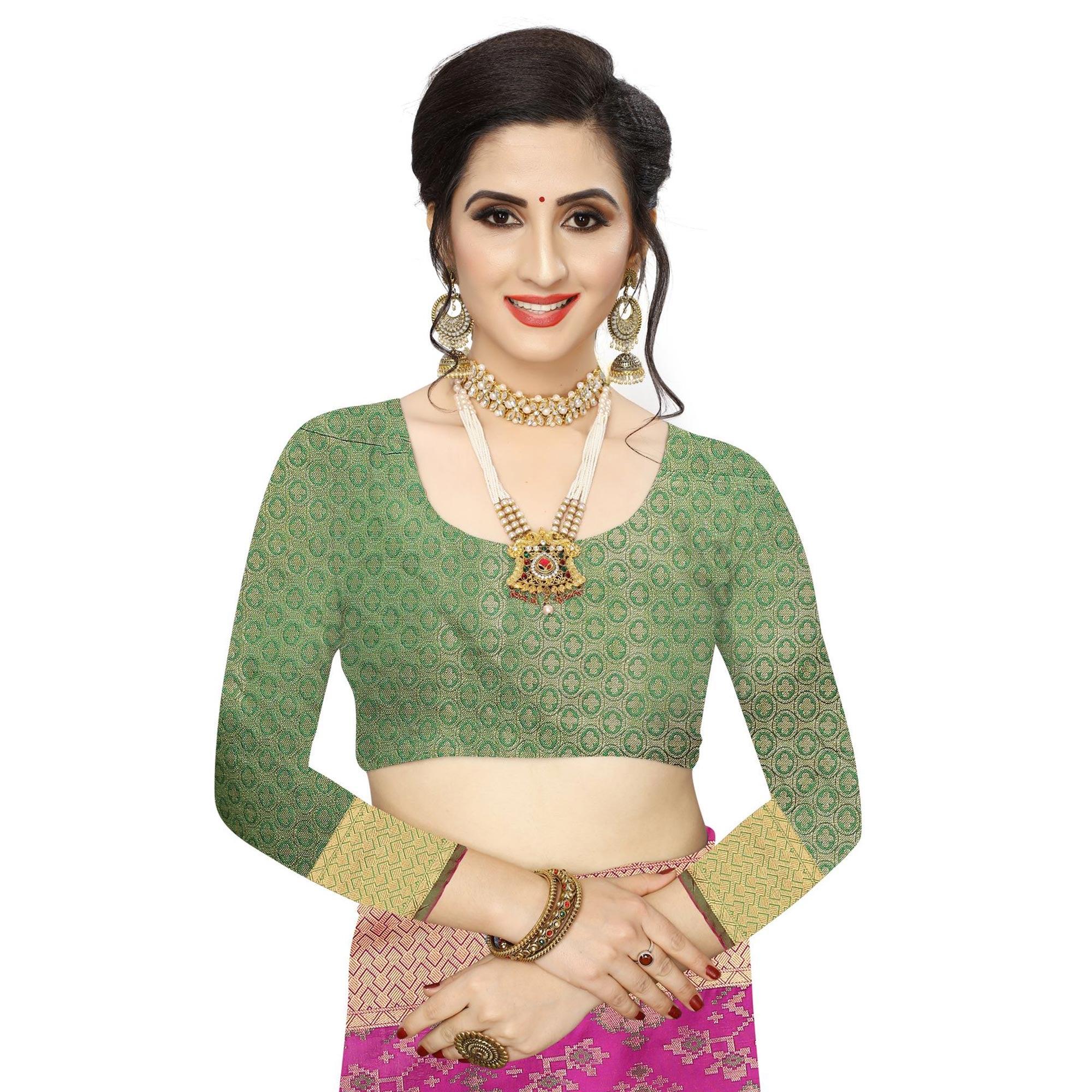 Gorgeous Wine Colored Festive Wear Woven Kanjivaram Silk Saree - Peachmode