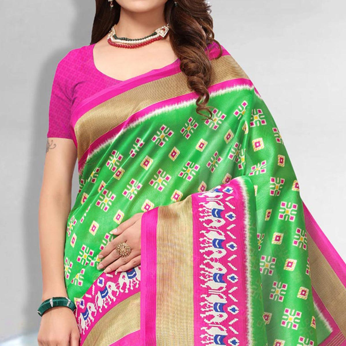 Graceful Green Colored Festive Wear Art Silk Saree - Peachmode