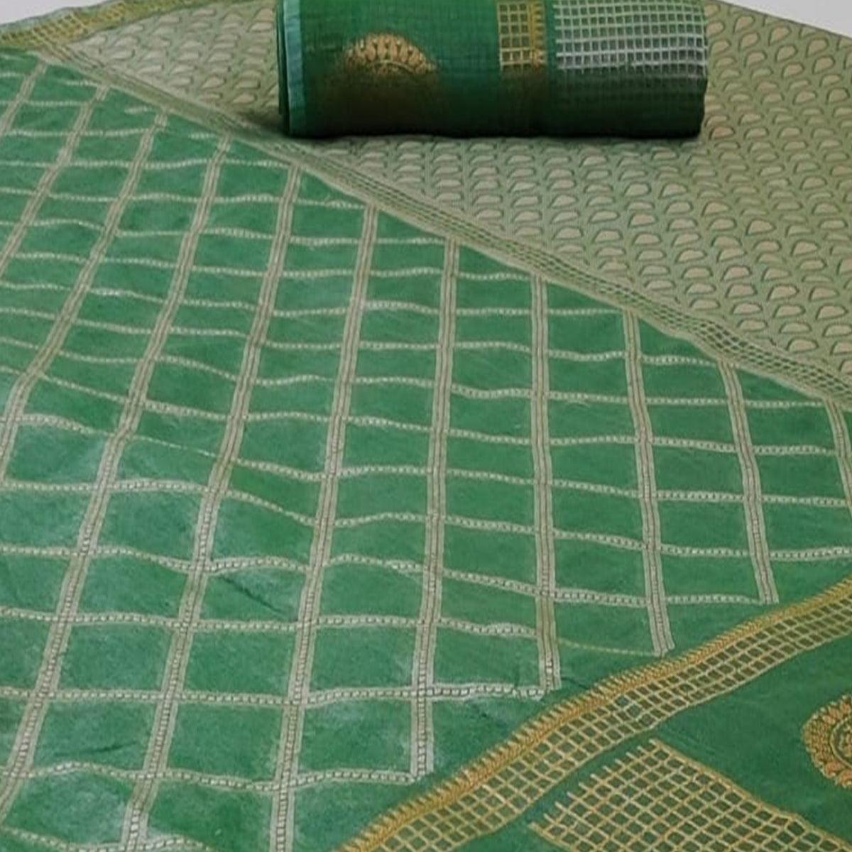 Graceful Green Colored Festive Wear Woven Jacquard Saree - Peachmode