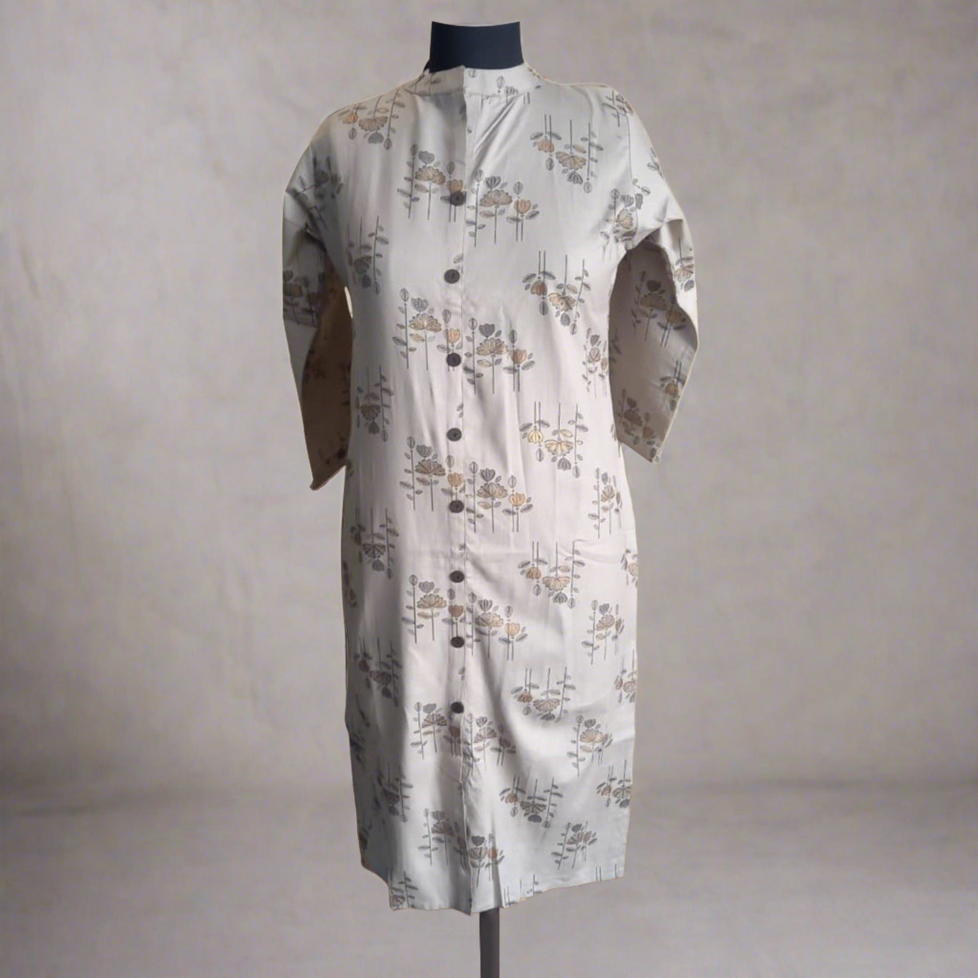 Graceful Grey Colored Casual Printed Cotton Kurti - Peachmode