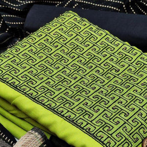 Graceful Mehandi Coloured Casual Wear Embroidered Cotton Dress Material - Peachmode