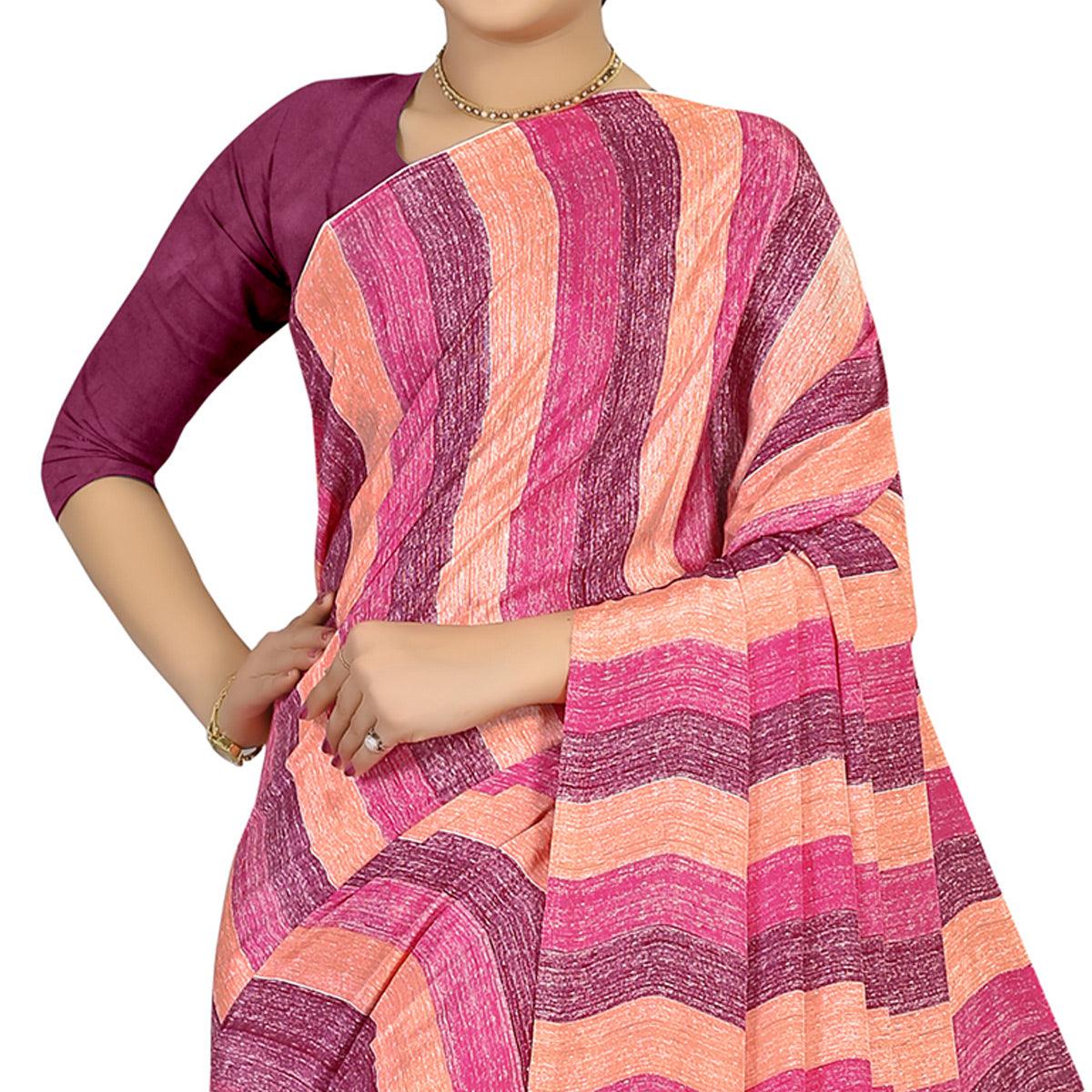 Graceful Multicolored Colored Casual Wear Printed Satin Saree - Peachmode