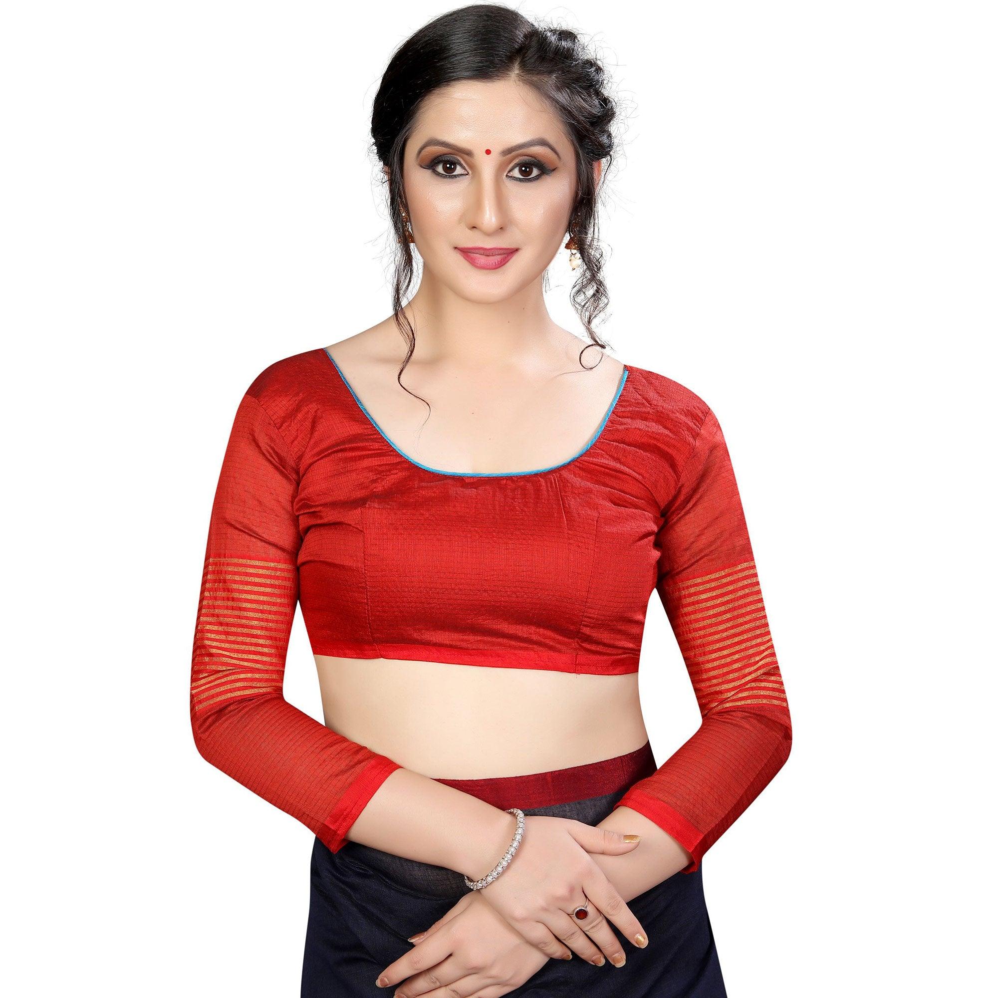 Graceful Navy Blue Colored Festive Wear Cotton Saree - Peachmode
