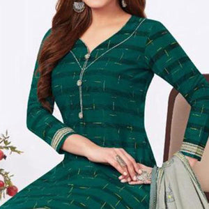 Green Casual Wear Crepe Patiala Dress Material - Peachmode