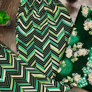 Green Casual Wear Mirror Printed Ruby Cotton Kurti Pant Set - Peachmode