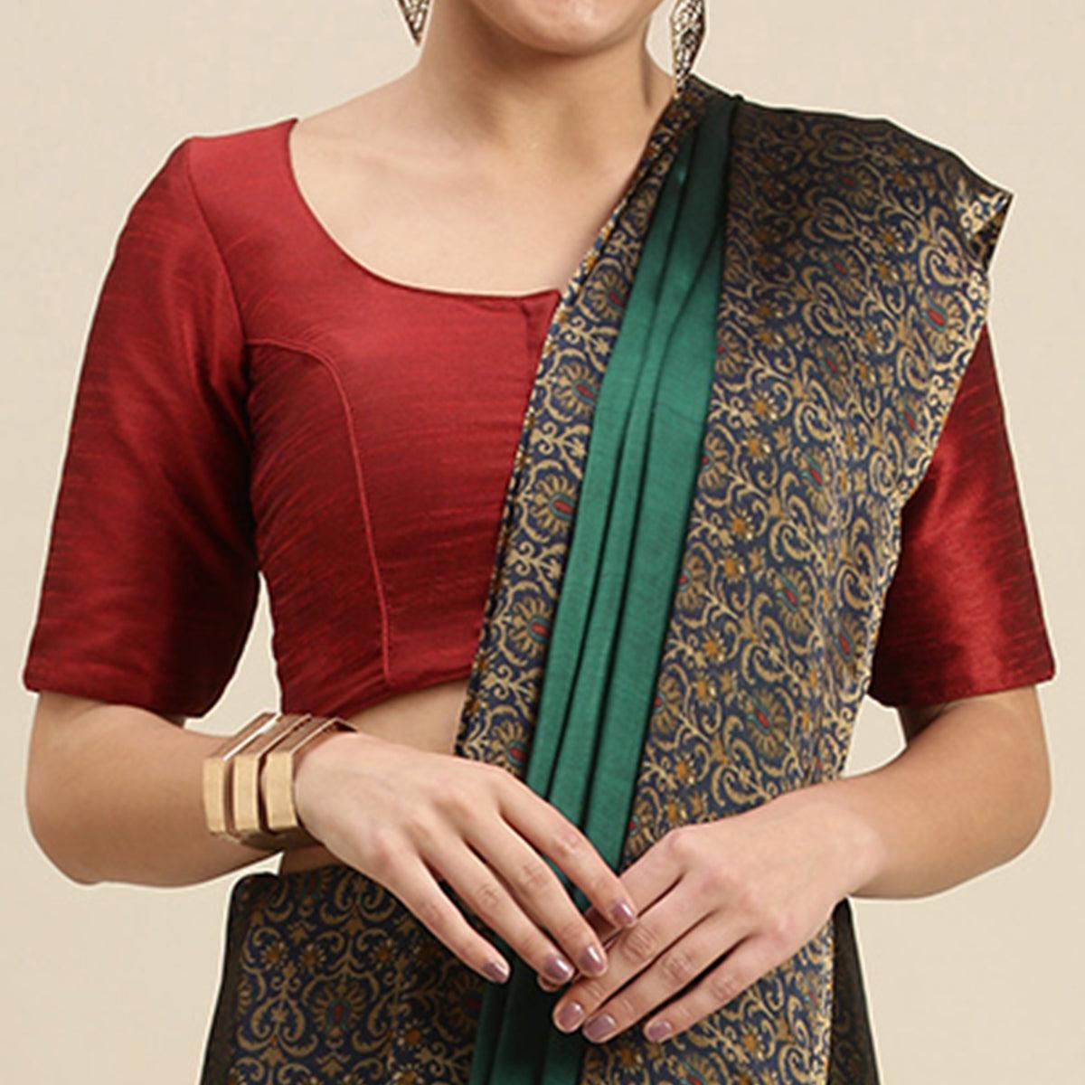 Green Casual Wear Printed Art Silk Saree - Peachmode