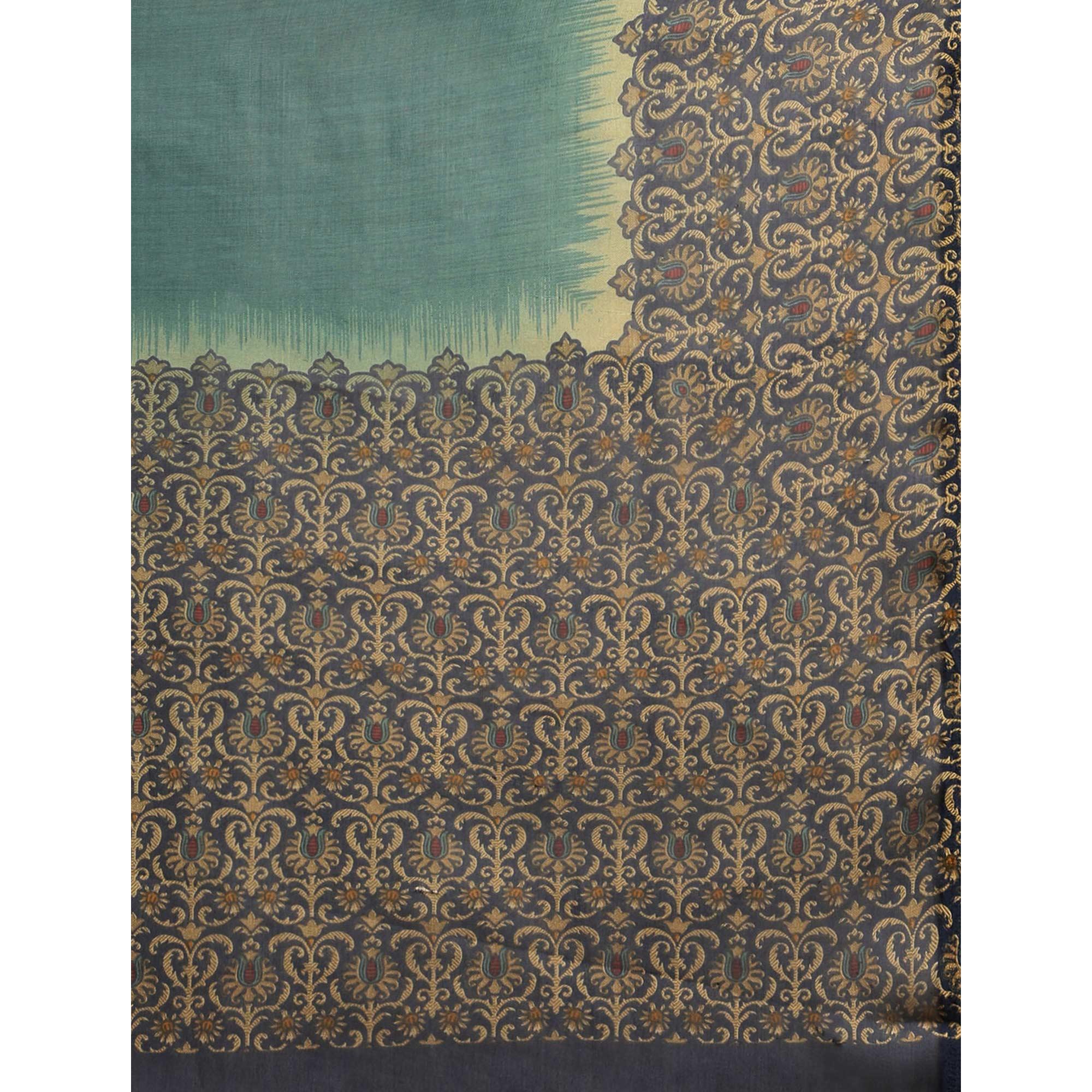 Green Casual Wear Printed Art Silk Saree - Peachmode