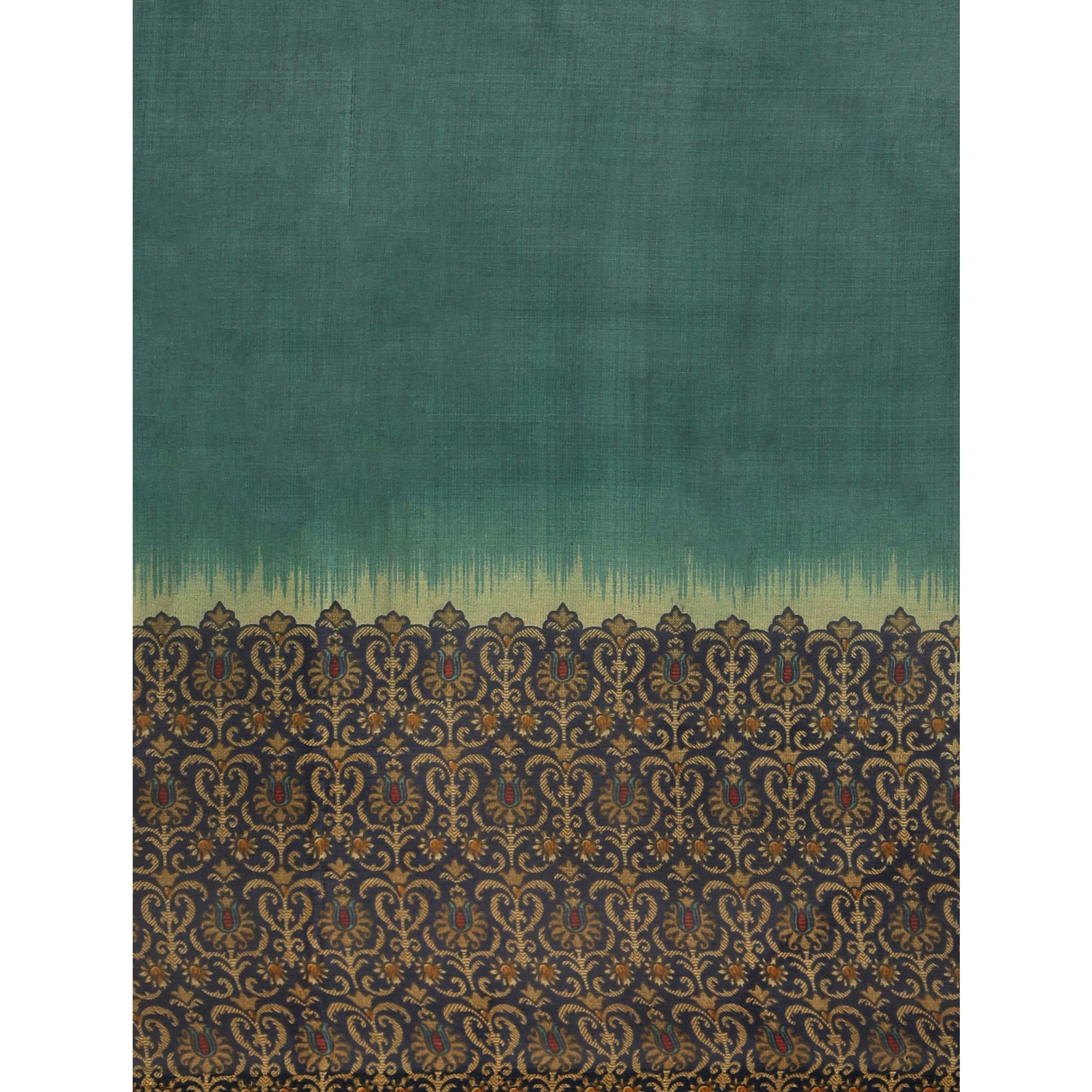 Green Casual Wear Printed Art Silk Saree - Peachmode