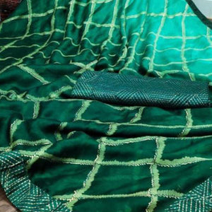 Green Casual Wear Printed Moss Chiffon Saree - Peachmode