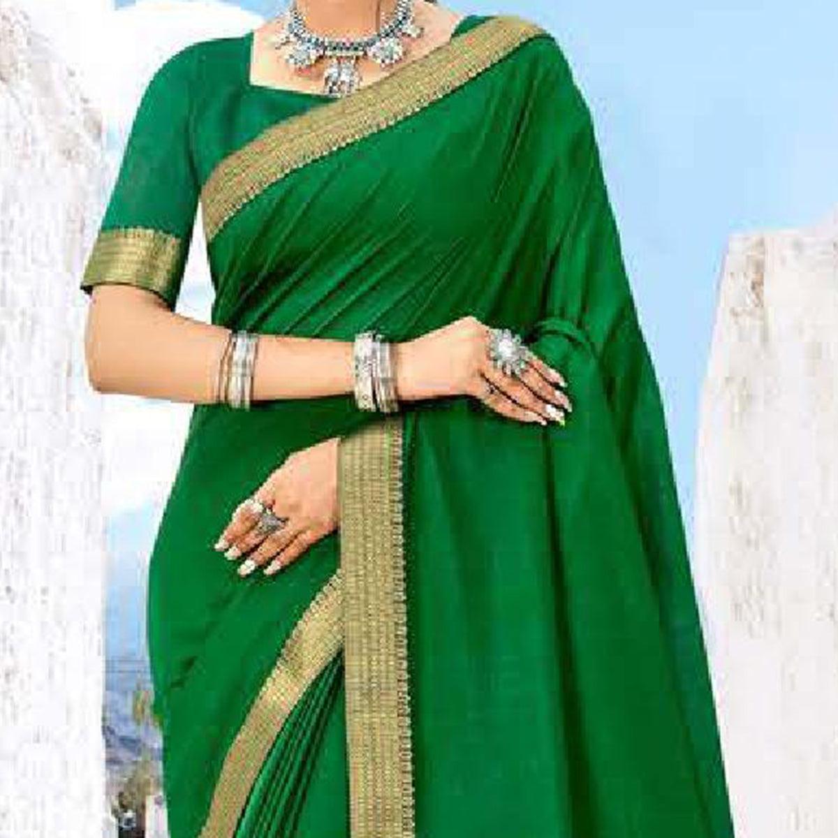 Green Casual Wear Solid And Woven Silk Saree - Peachmode