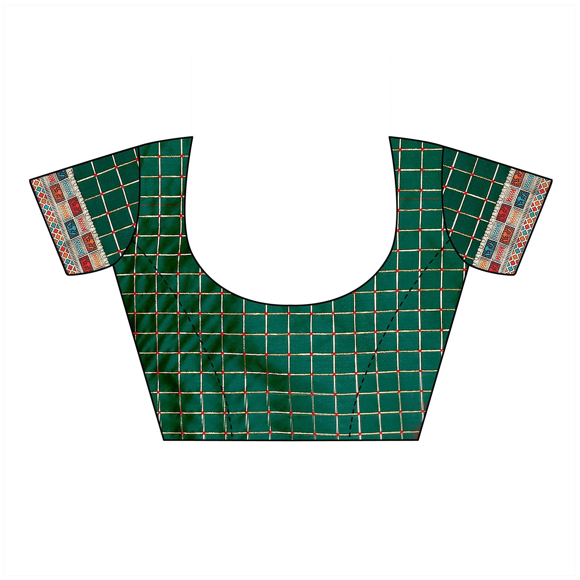 Green Casual Wear Solid Silk Saree - Peachmode