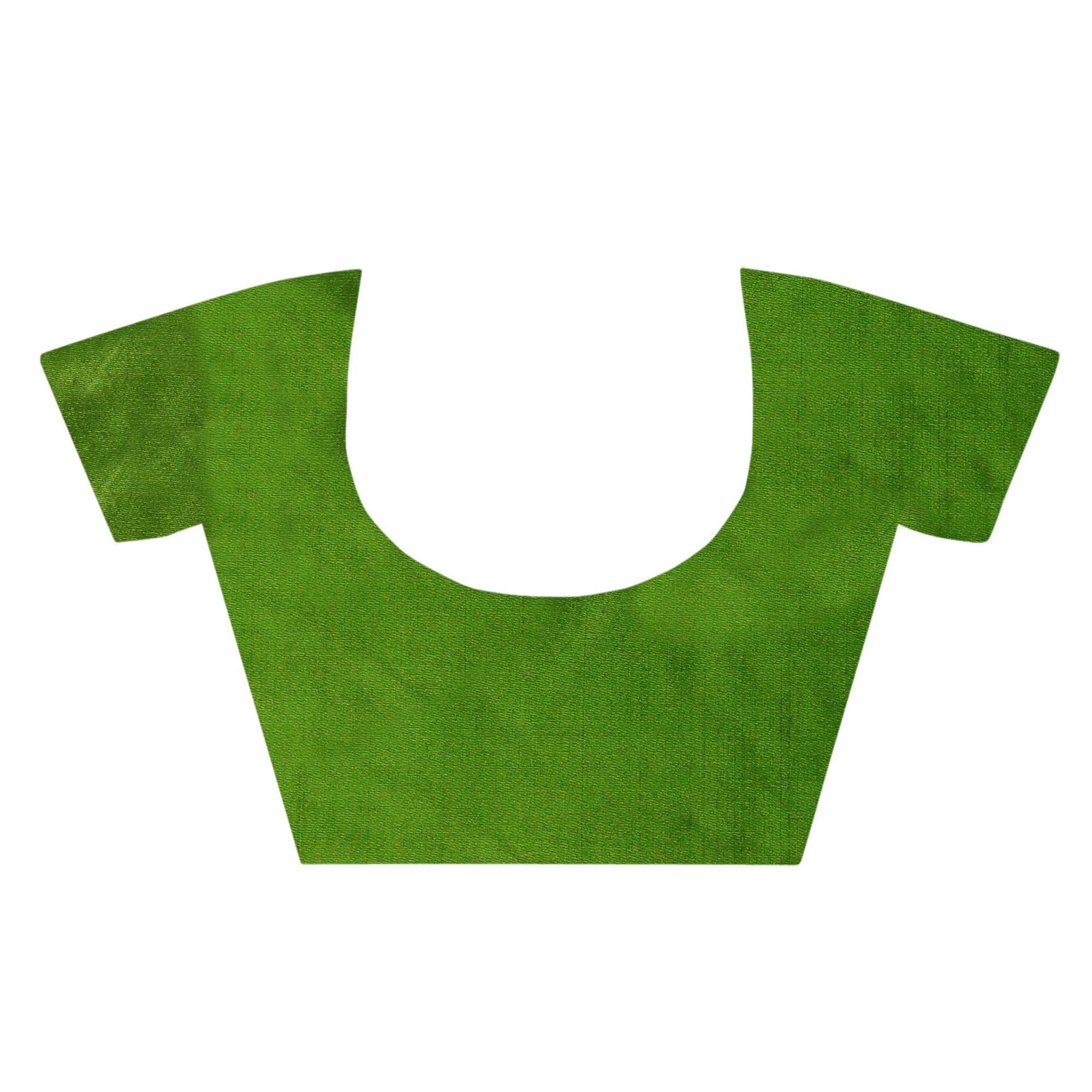 Green Festive Wear Floral Woven Banarasi Silk Saree - Peachmode