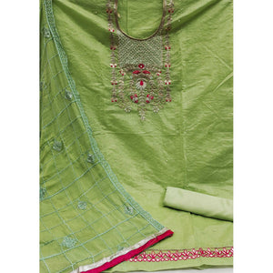 Green Festive Wear Hand Work Modal Chanderi Dress Material - Peachmode