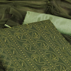 Green Festive Wear Heavy Embroidered Georgette Dress Material - Peachmode