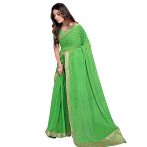 Green Festive Wear Printed Georgette Saree - Peachmode