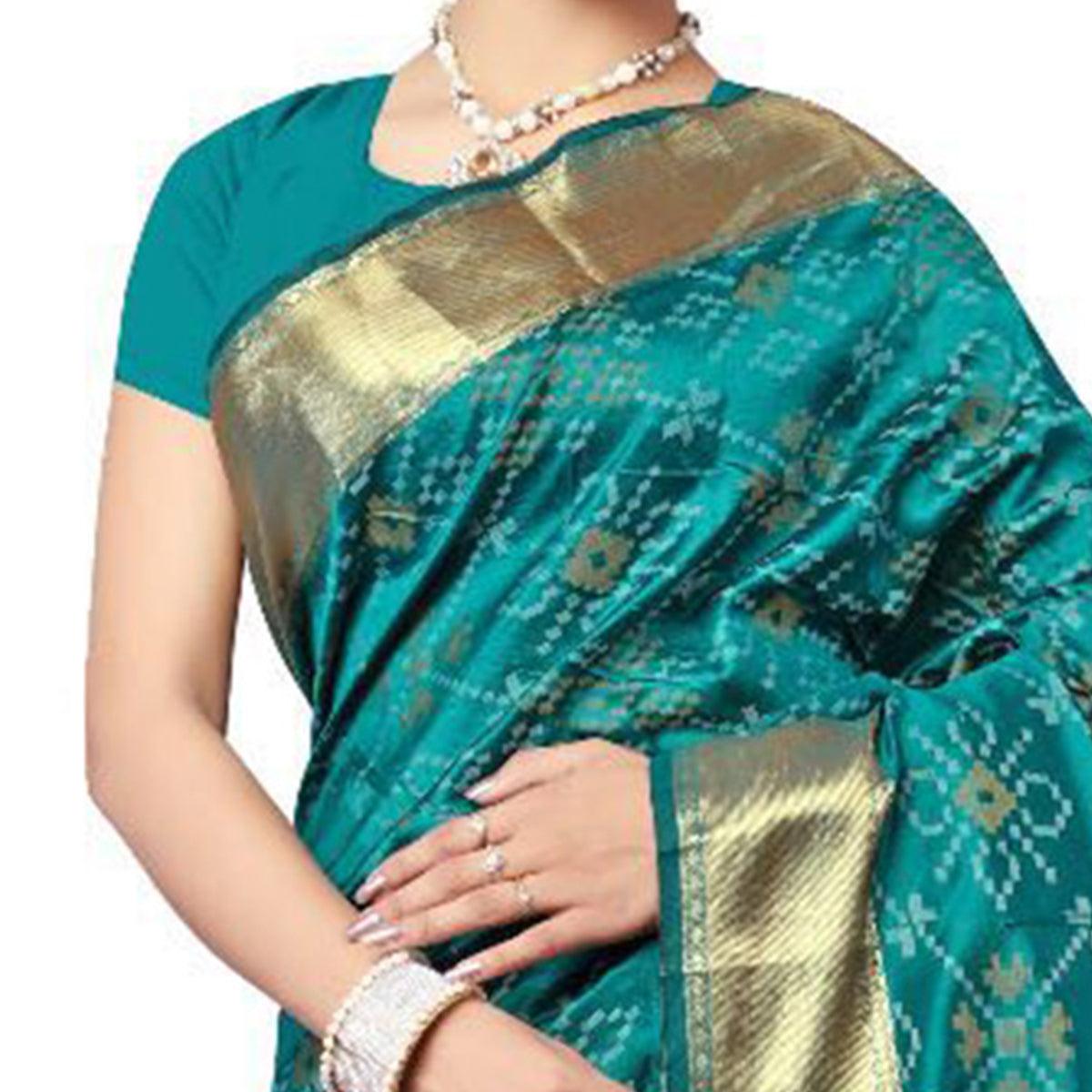 Green Festive Wear Traditional Silk Woven Saree - Peachmode