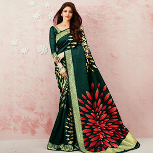 Green Festive Wear Woven Art Silk Saree - Peachmode