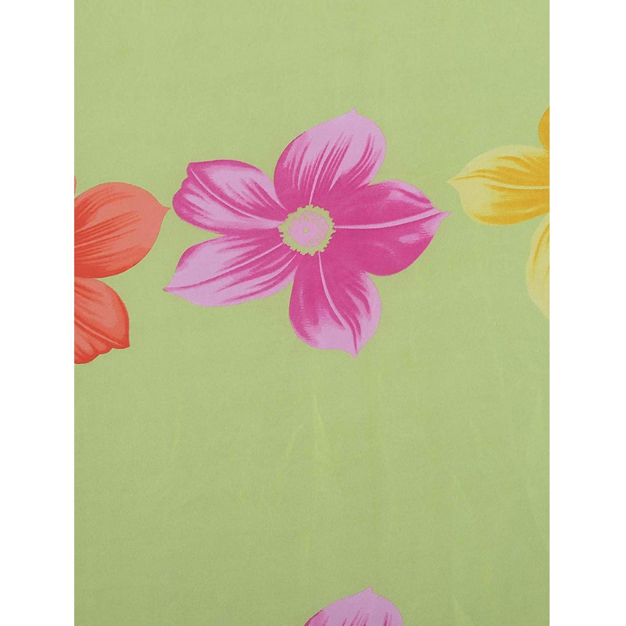 Green Floral Print Georgette Saree - Peachmode
