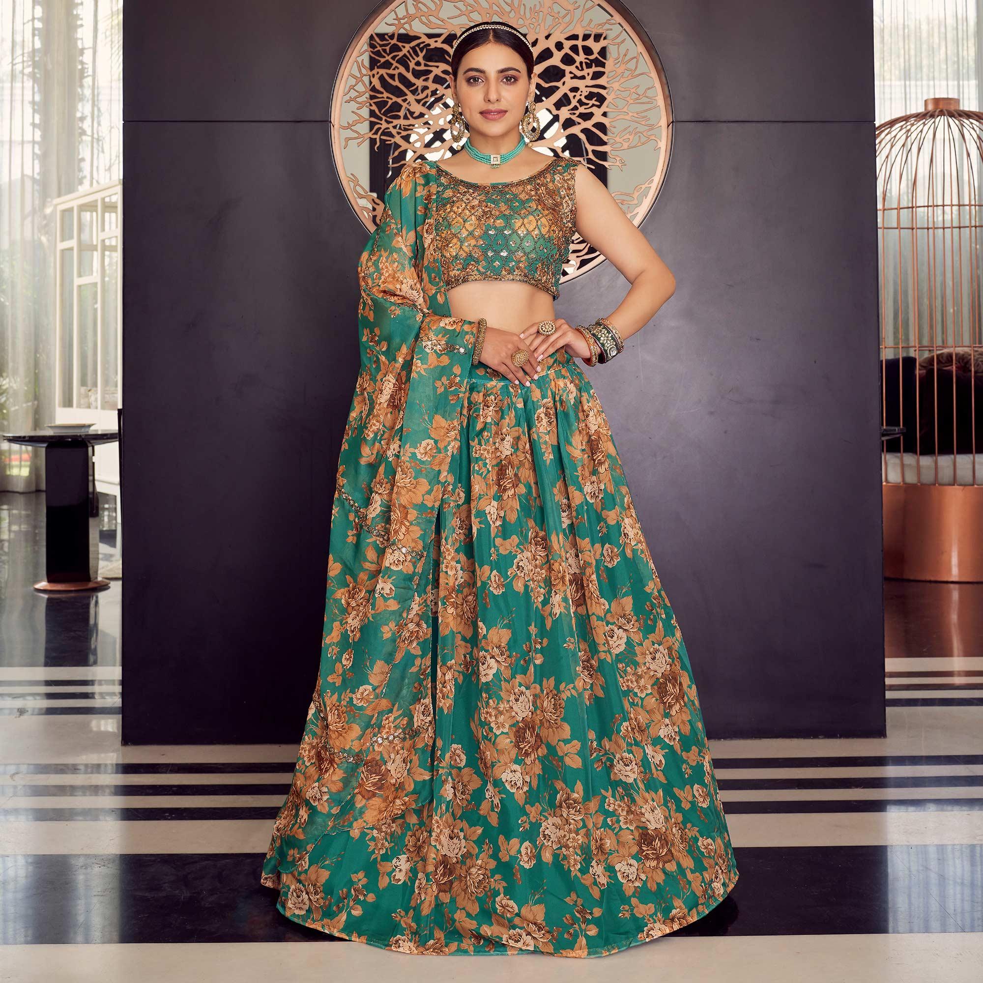 Bollywood Floral Print Cream Lehenga Choli for Women Heavy - Etsy | Floral  lehenga, Indian wedding wear, Party wear dresses