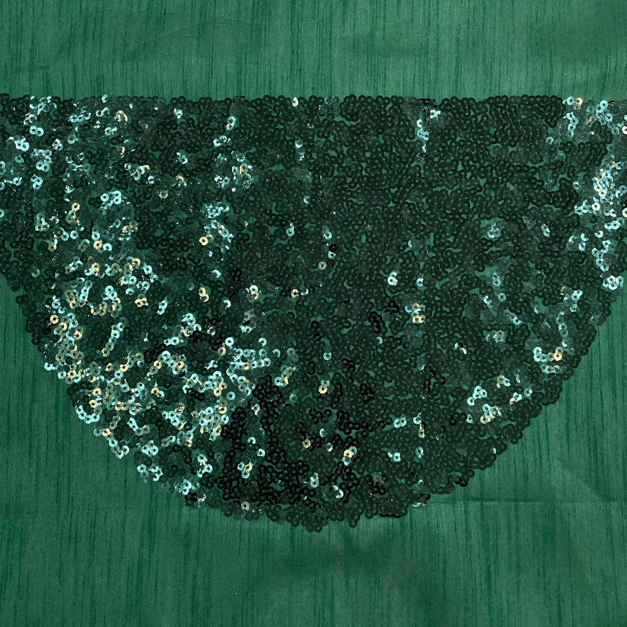 Green Partywear Sequence Embroidered Silk Saree - Peachmode