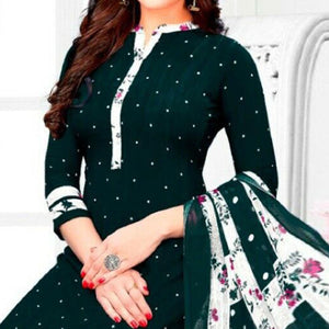 Green  Printed Leon Patiala Dress Material - Peachmode