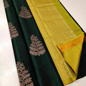 Green Zari Woven Art Silk Saree - Peachmode