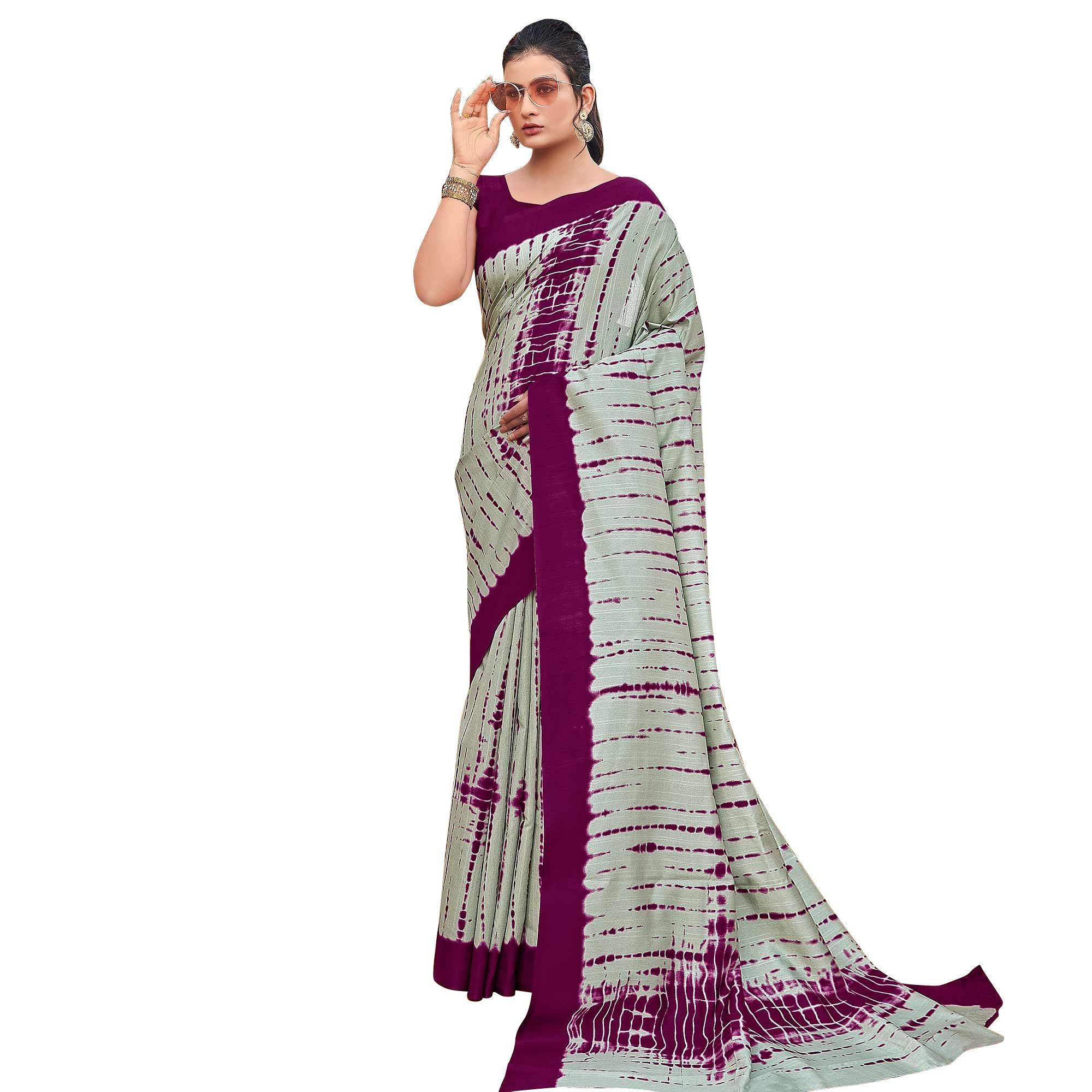 Grey And Off White Black Saree - Pack Of 2 - Peachmode