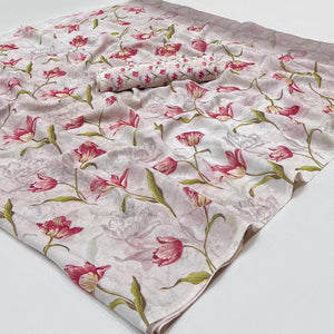 Grey Digital Printed Georgette Saree - Peachmode