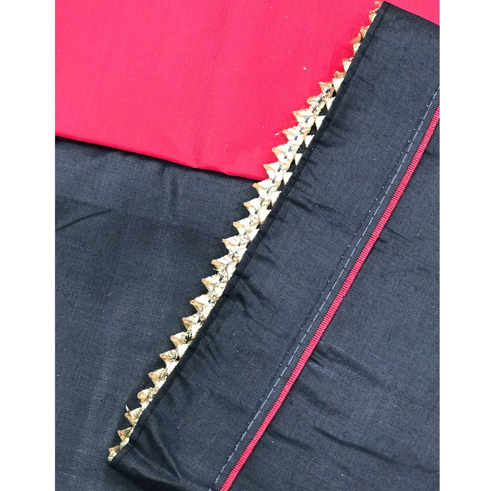 Grey Embroidered Pure Cotton Dress Material - Peachmode