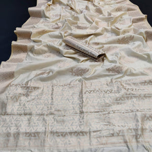 Grey Festive Wear Woven Silk Saree With Butta Pallu - Peachmode