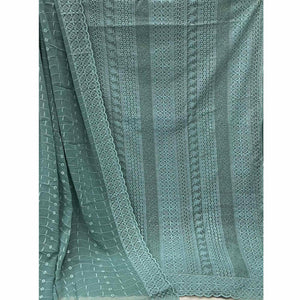 Grey Lucknowi Embroidered Georgette Dress Material - Peachmode