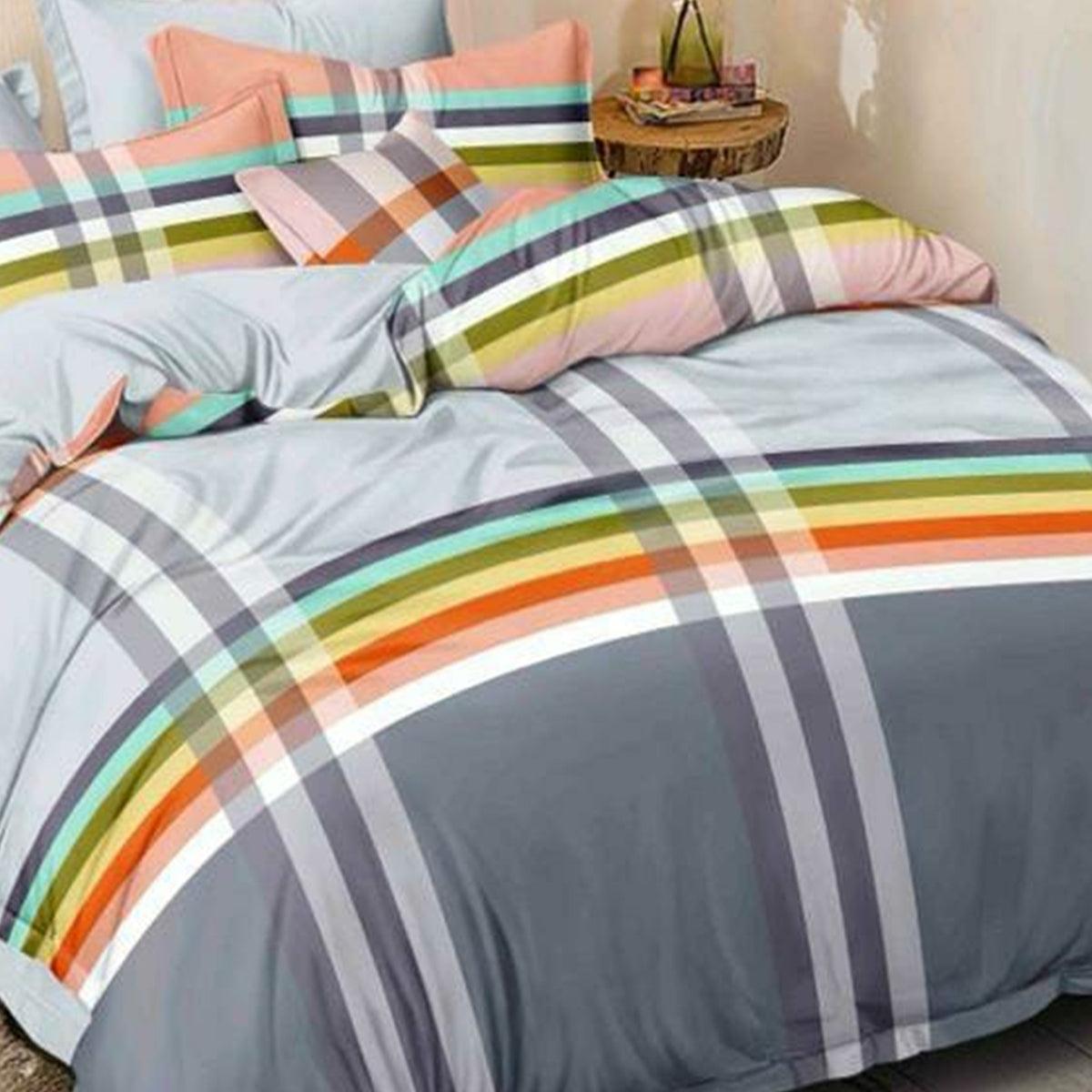 Grey Poly Cotton Double Bedsheet with Pillow Cover - Peachmode