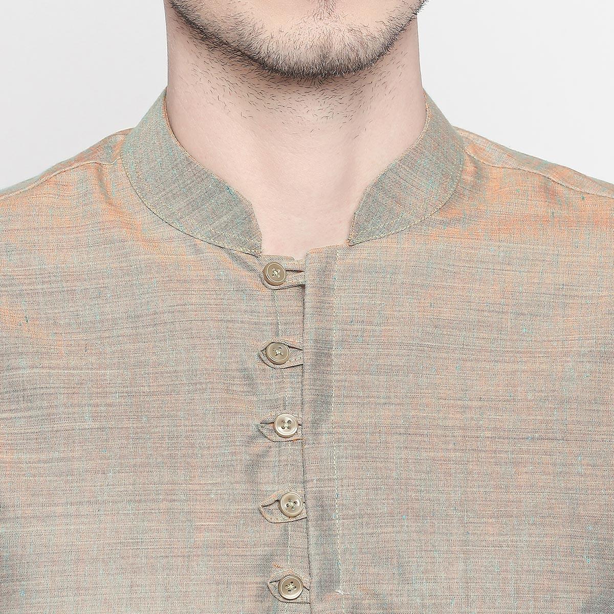 Grey Solid Pure Cotton Short Kurta - Peachmode