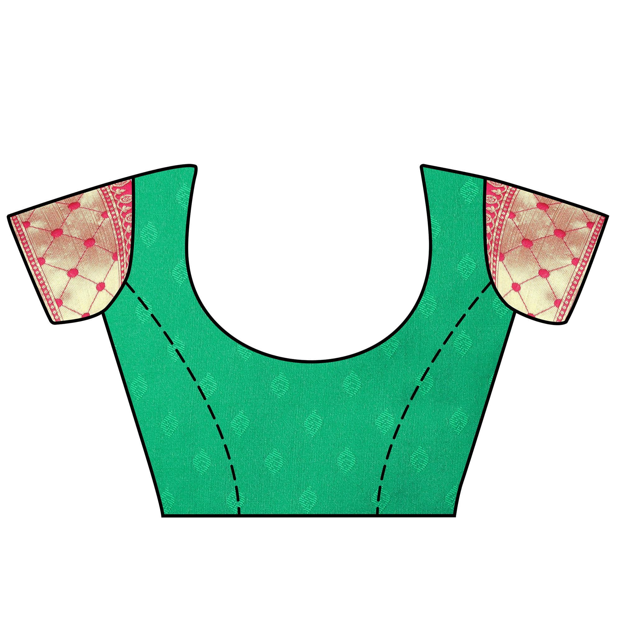 Groovy Green Colored Festive Wear woven Kota Lichi Banarasi Silk Saree - Peachmode