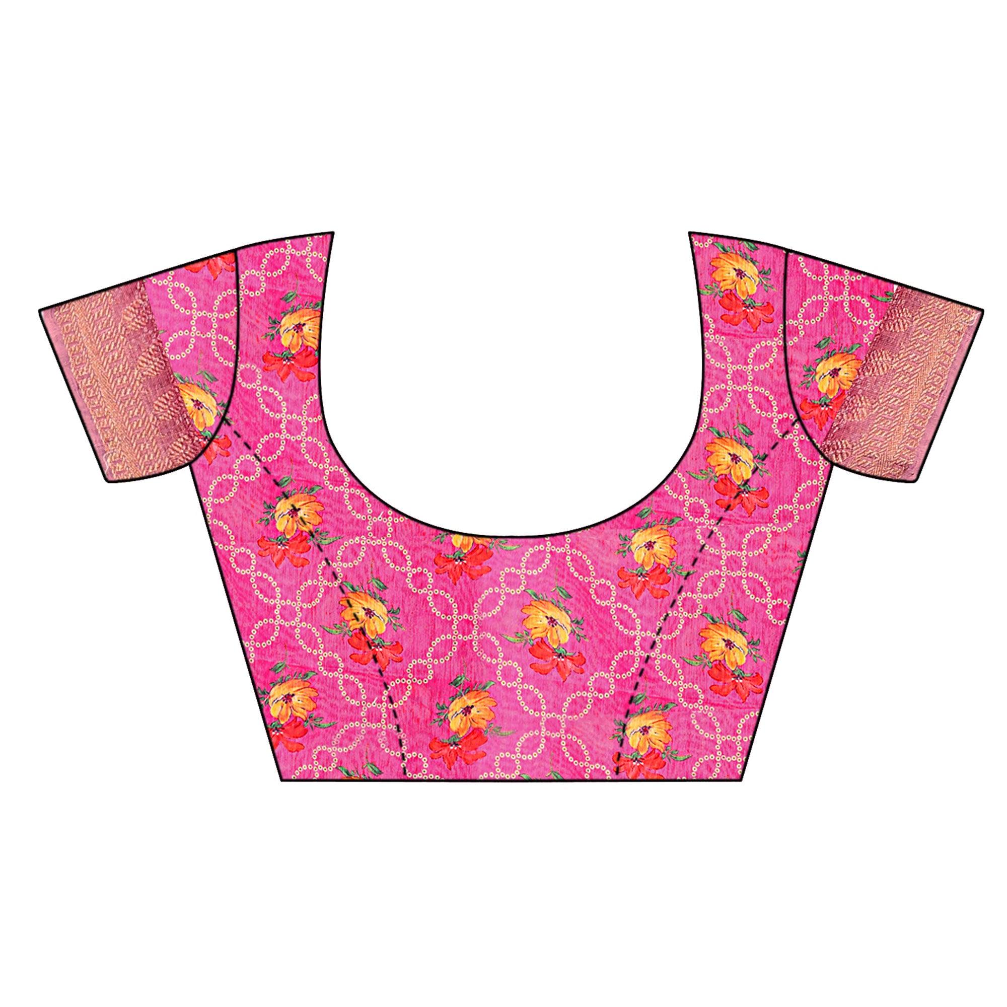 Groovy Pink Colored Festive Wear Woven Banarasi Silk Saree - Peachmode