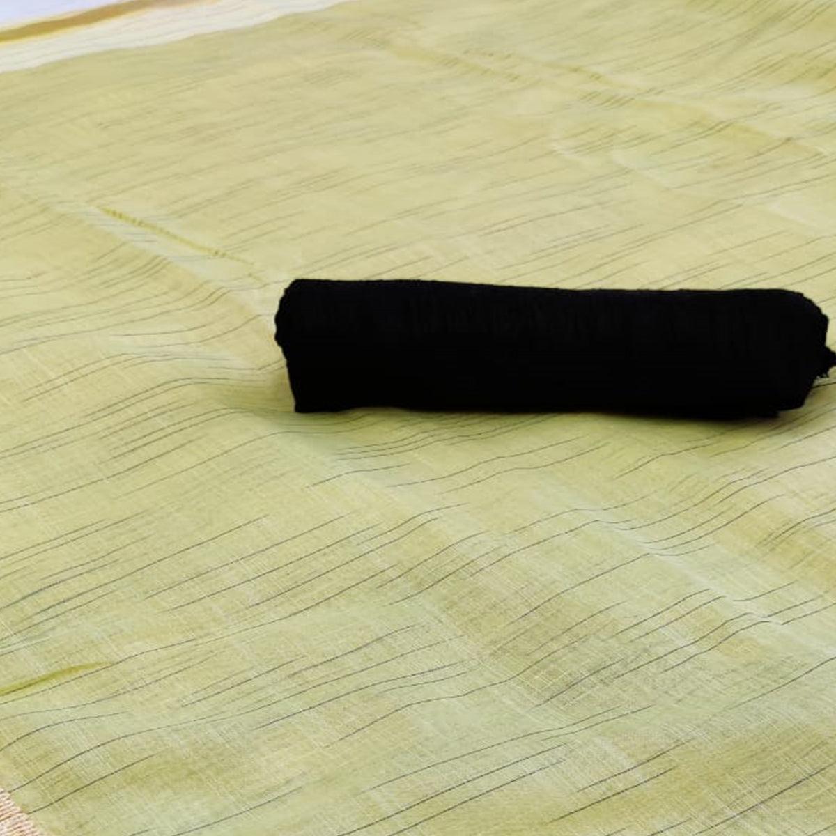 Groovy Yellow Colored Casual Wear Solid Cotton Saree - Peachmode