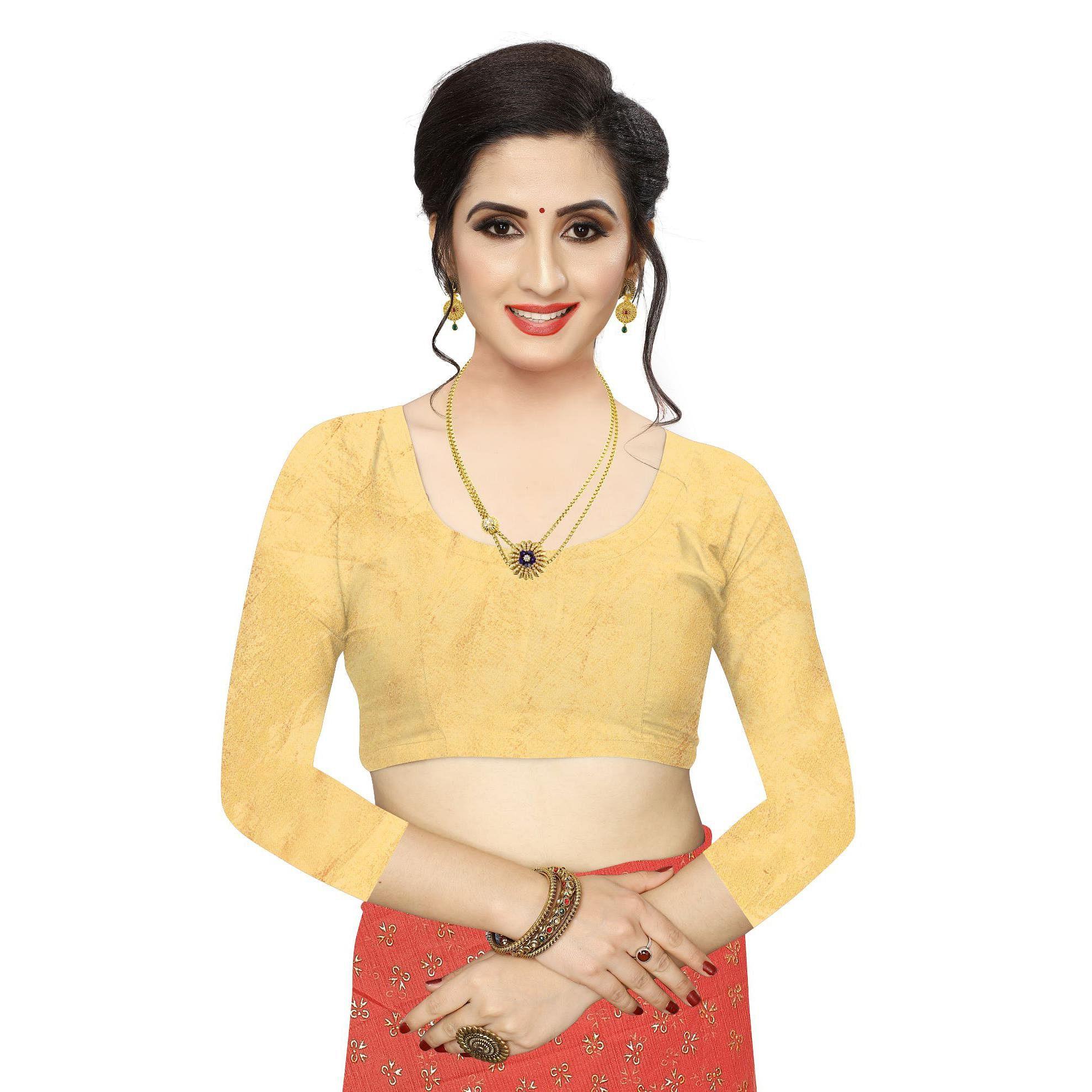 Hypnotic Peach Colored Casual Wear Printed Art Silk Saree - Peachmode