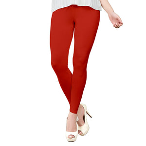 Hypnotic Red Colored Casual Wear Ankle Length Leggings - Peachmode