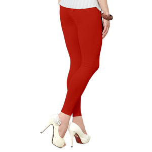 Hypnotic Red Colored Casual Wear Ankle Length Leggings - Peachmode