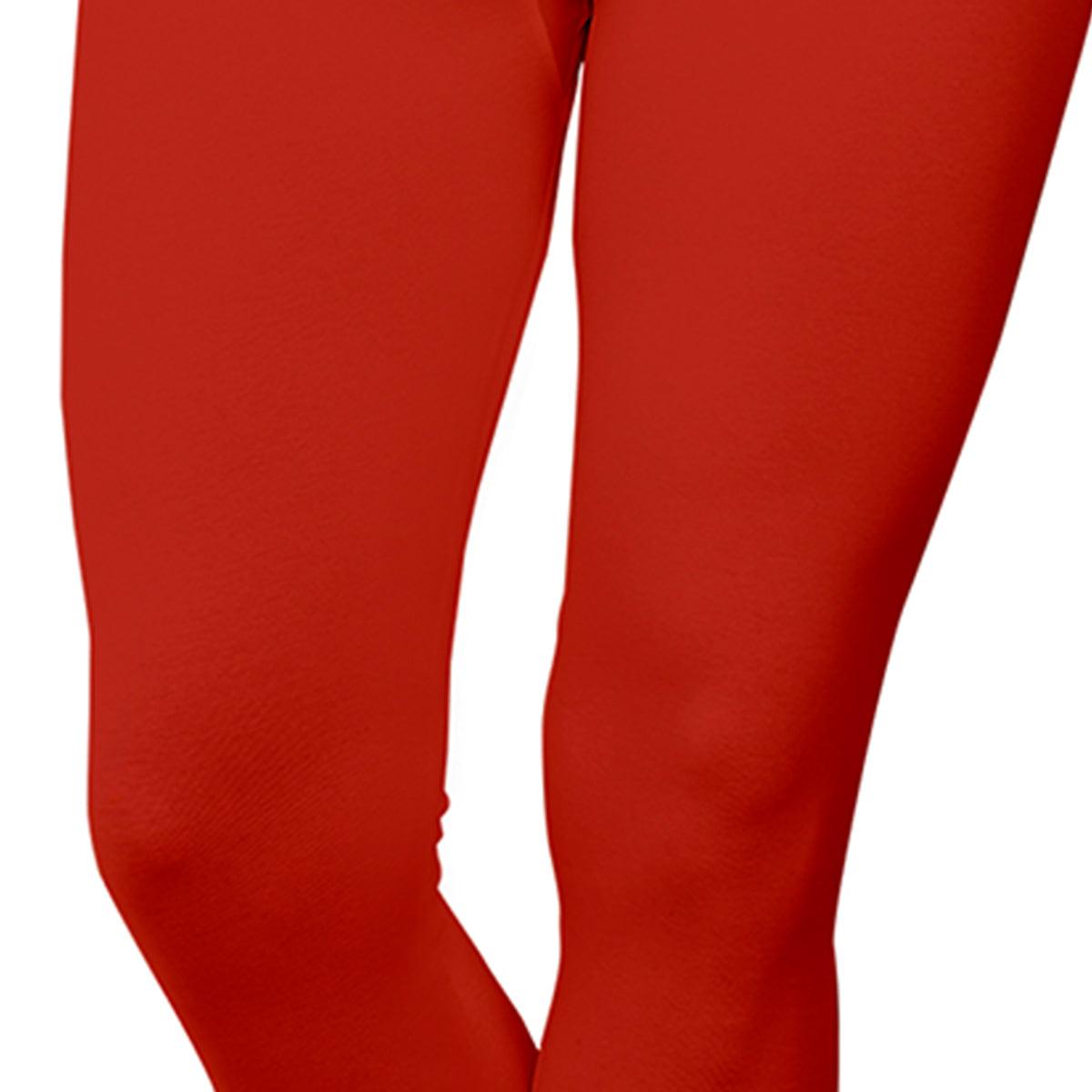 Hypnotic Red Colored Casual Wear Ankle Length Leggings - Peachmode