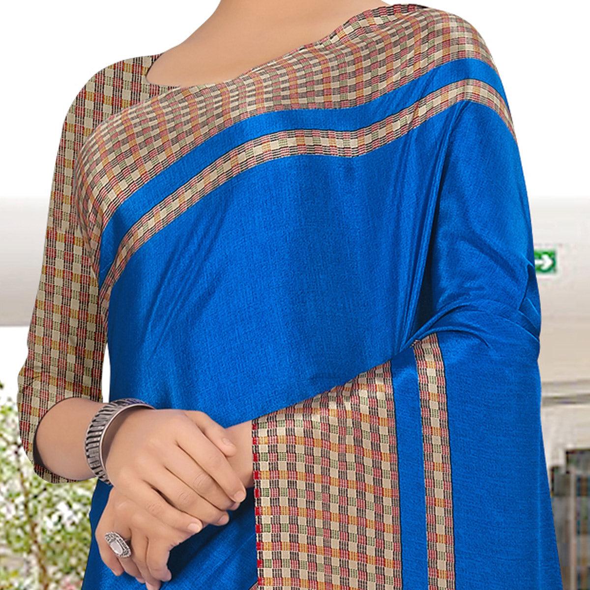 Ideal Blue Coloured Casual Wear Printed Crepe Saree - Peachmode