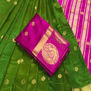 Ideal Green Colored Festive Wear Woven Art Silk Saree - Peachmode