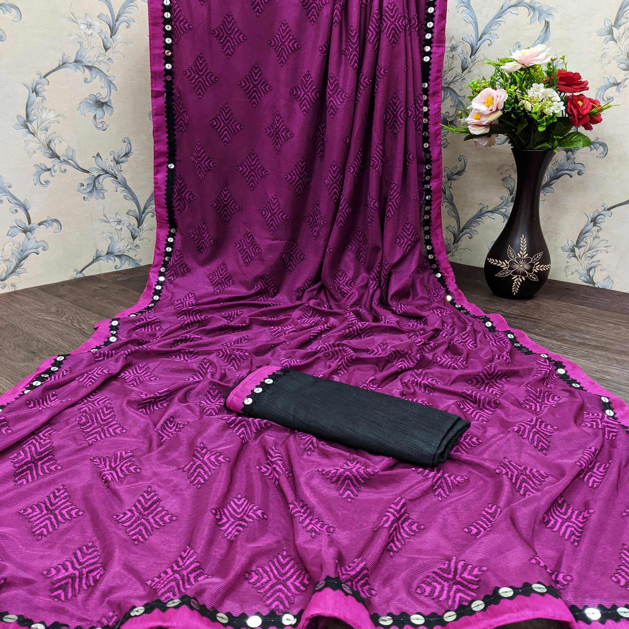 Ideal Magenta Colored Festive Wear Woven Art Silk Saree - Peachmode
