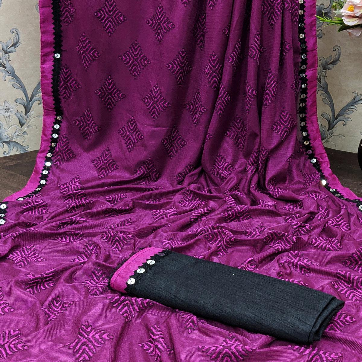 Ideal Magenta Colored Festive Wear Woven Art Silk Saree - Peachmode