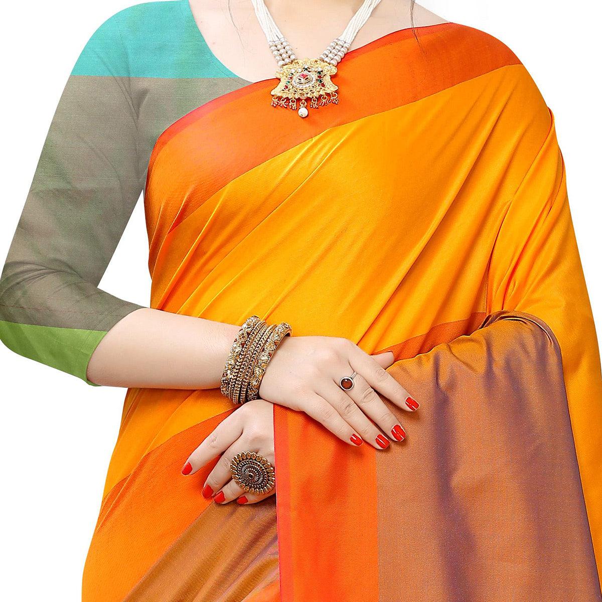 Ideal Mustard Yellow Colored Festive Wear Woven Sana Silk Saree - Peachmode