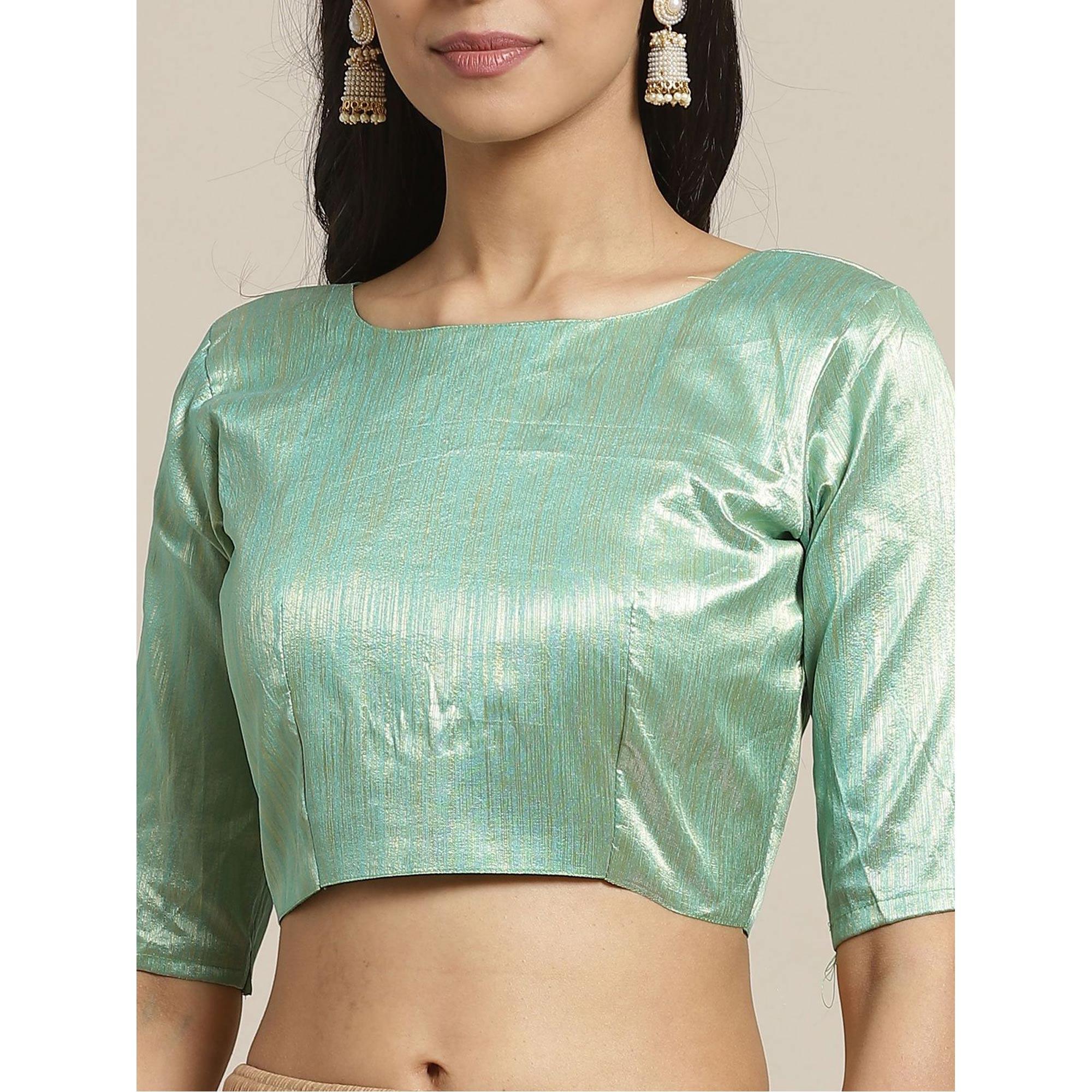 Ideal Olive Colored Casual Wear Printed Poly Georgette Saree - Peachmode