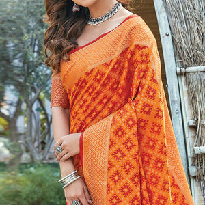 Ideal Orange Colored Festive Wear Patan Patola Silk Saree - Peachmode